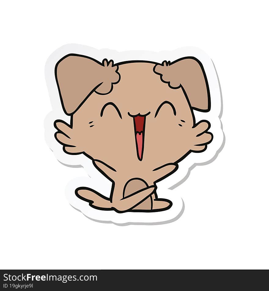 sticker of a happy little dog cartoon