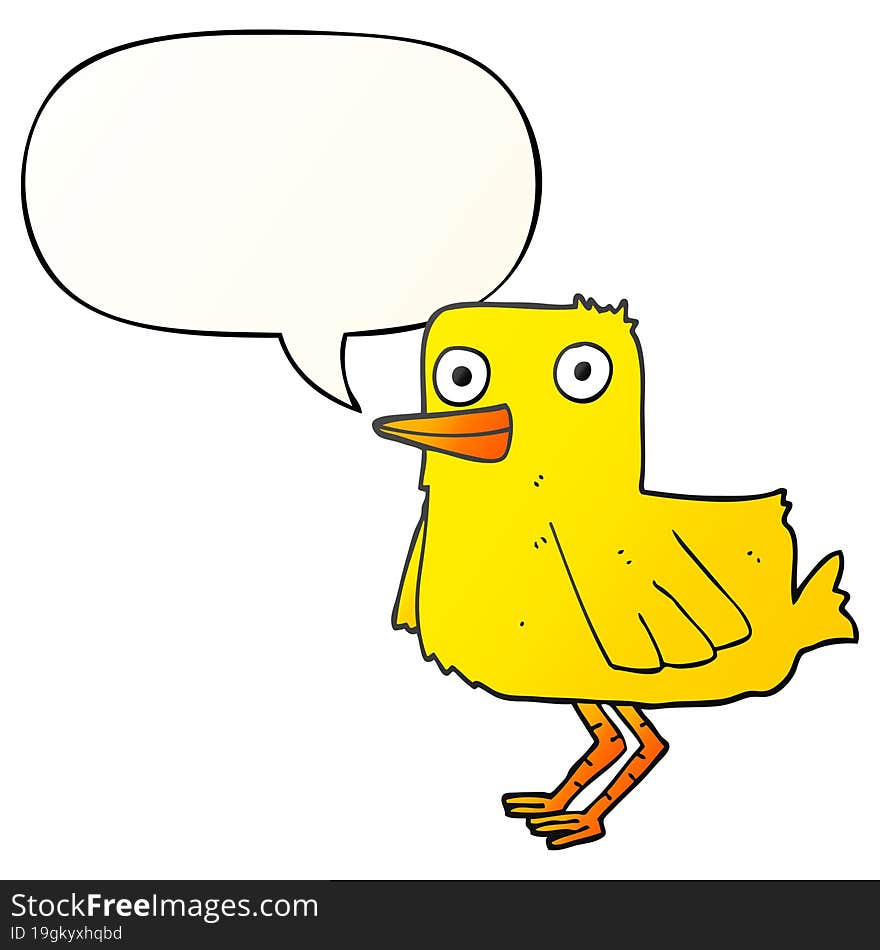 Cartoon Duck And Speech Bubble In Smooth Gradient Style