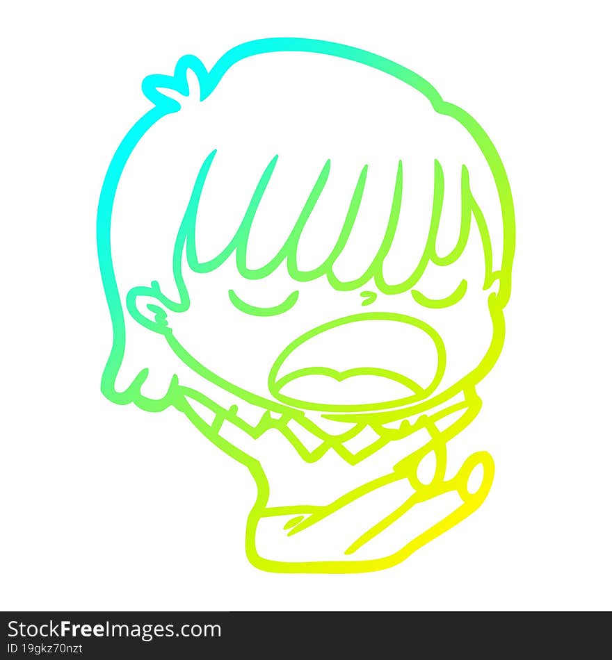 Cold Gradient Line Drawing Cartoon Woman Talking Loudly