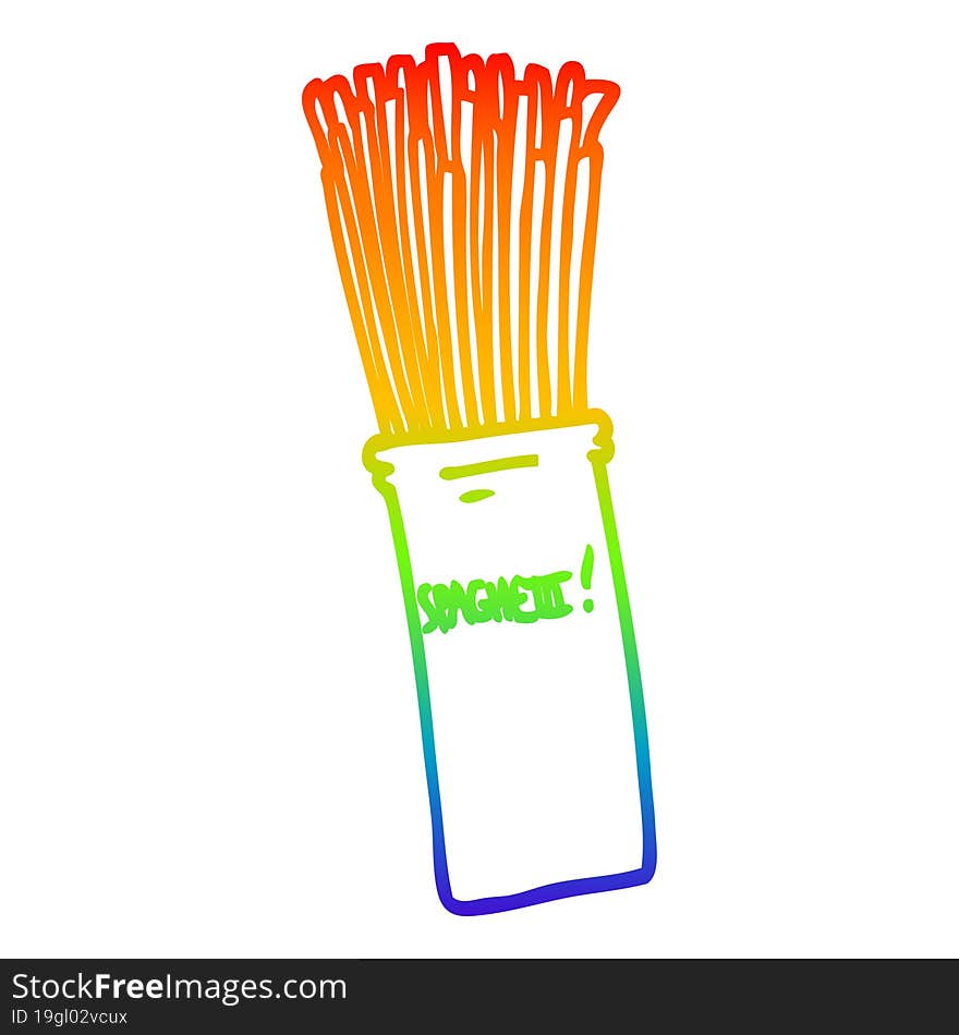 rainbow gradient line drawing of a cartoon  jar of spaghetti