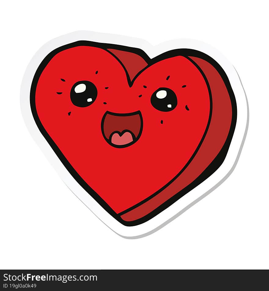 Sticker Of A Heart Cartoon Character