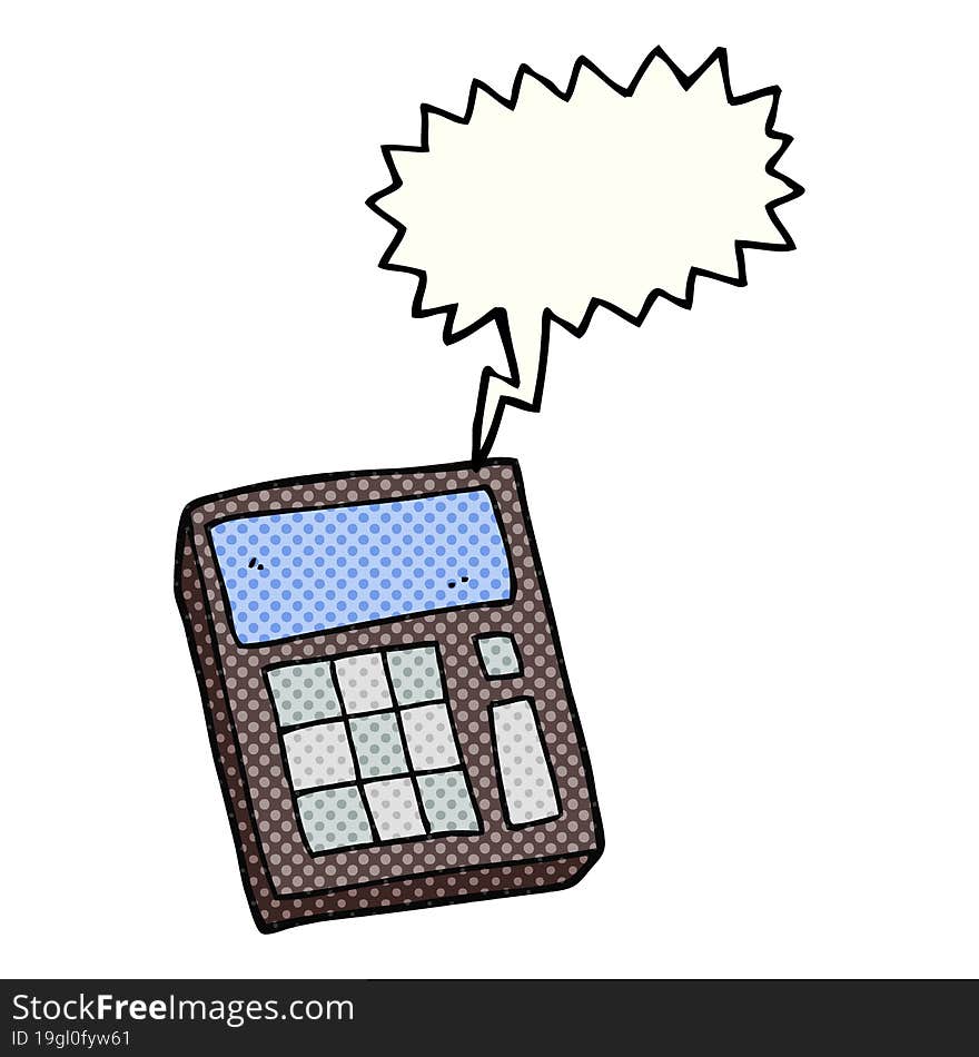 comic book speech bubble cartoon calculator