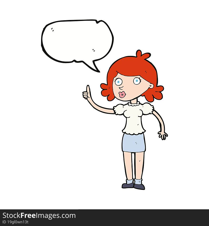 cartoon woman with idea with speech bubble