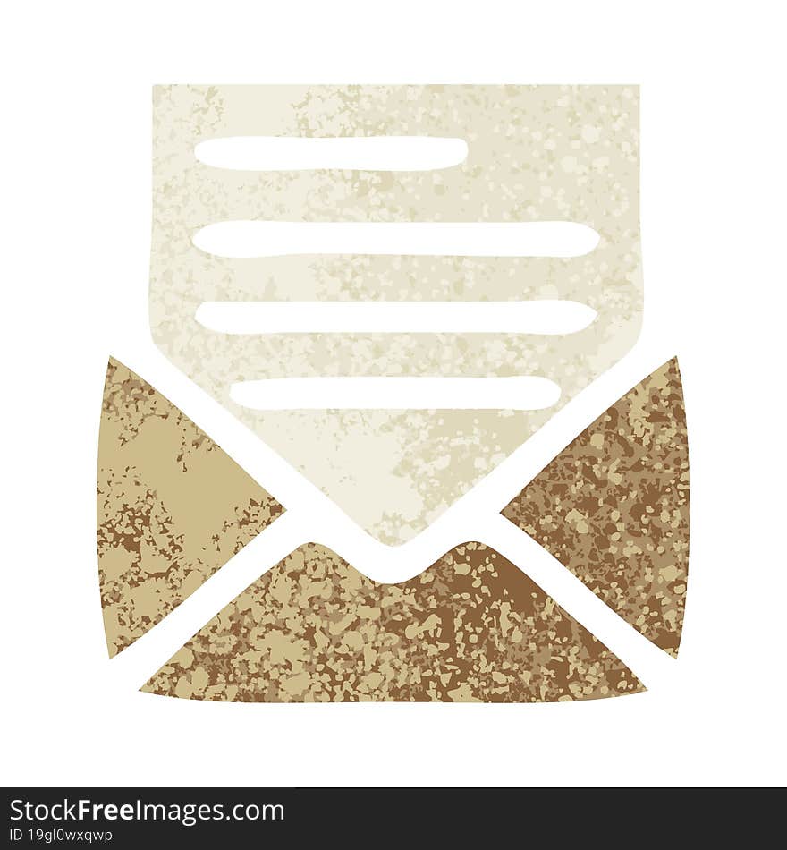 Retro Illustration Style Cartoon Letter And Envelope