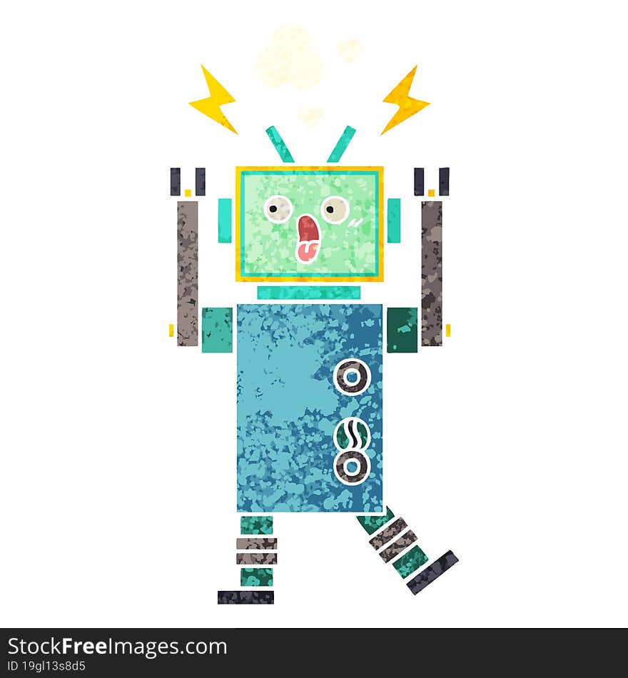 retro illustration style cartoon of a robot