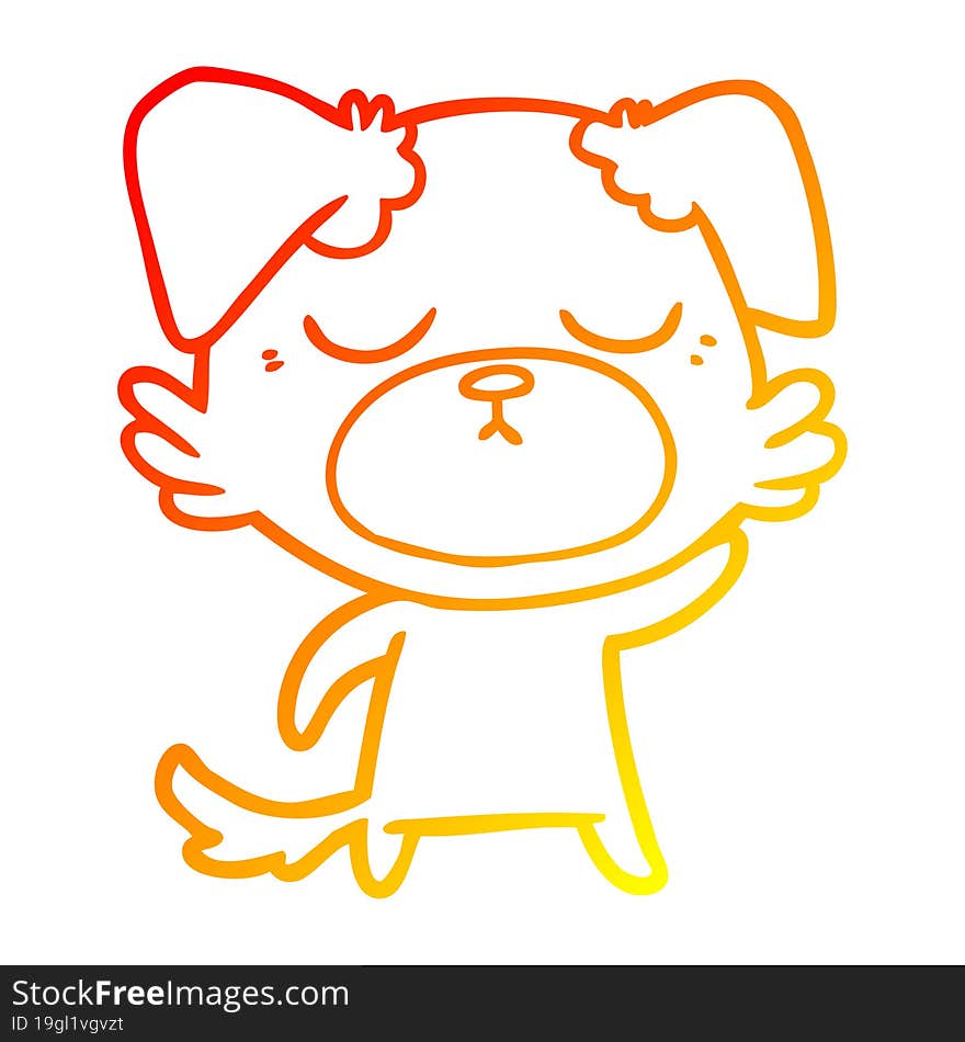 Warm Gradient Line Drawing Cute Cartoon Dog