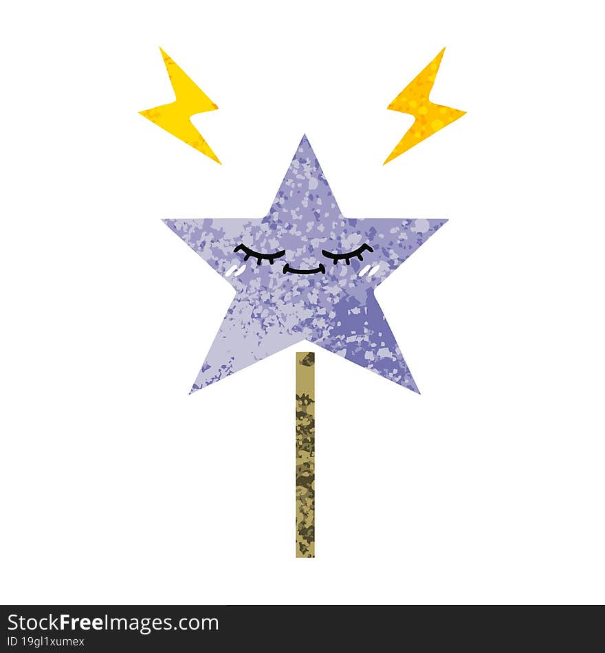 Retro Illustration Style Cartoon Magic Wand