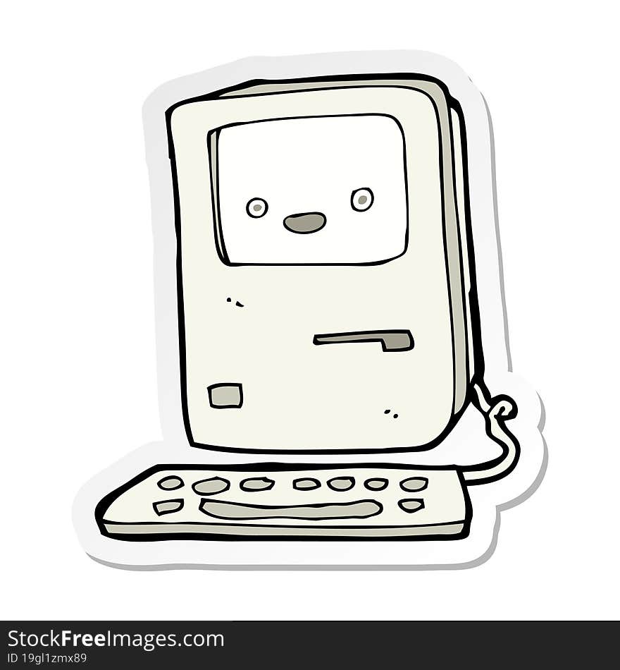 sticker of a cartoon old computer