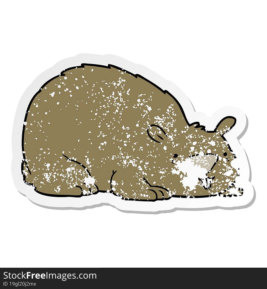 distressed sticker of a cartoon wombat