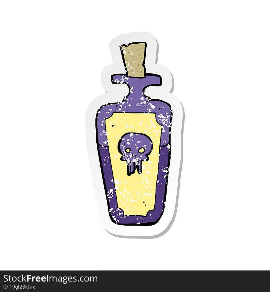 retro distressed sticker of a cartoon potion bottle