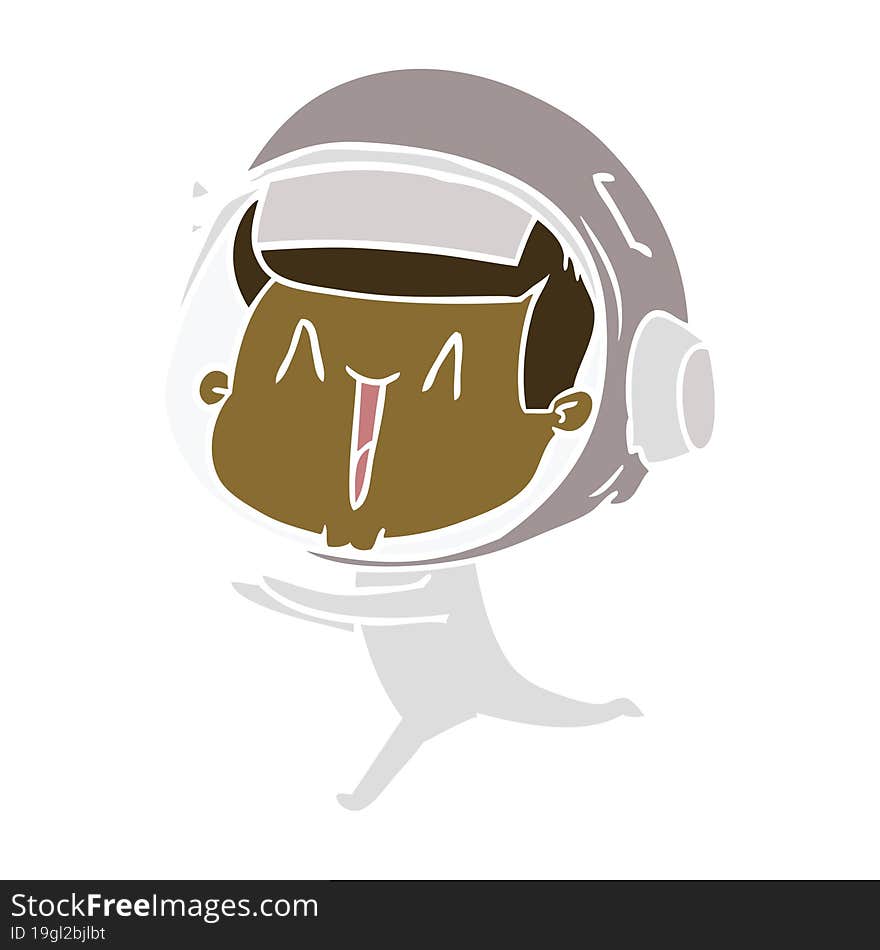 Happy Flat Color Style Cartoon Astronaut Running