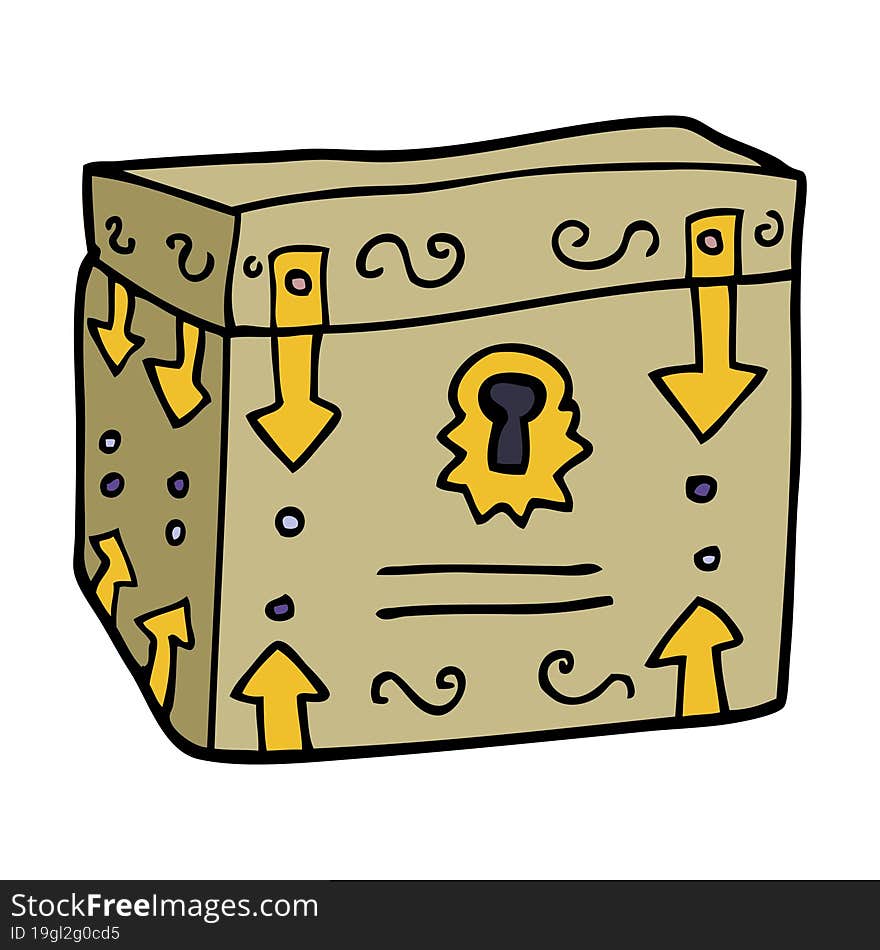 cartoon doodle treasure chest