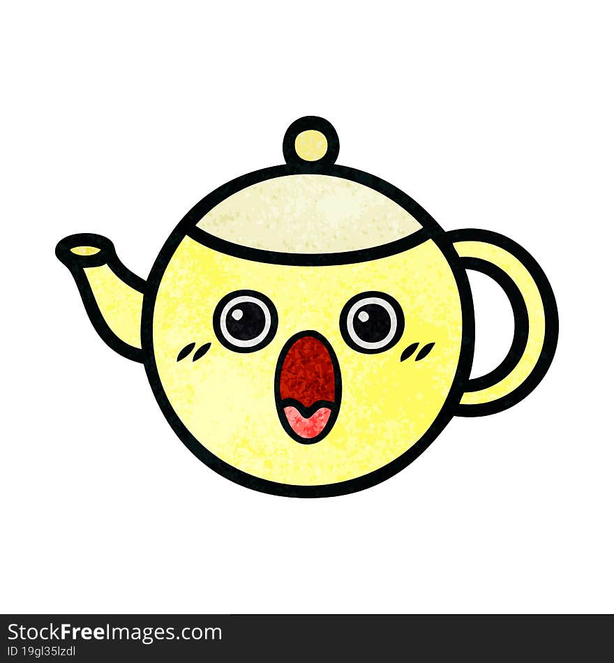 Retro Grunge Texture Cartoon Tea Pot