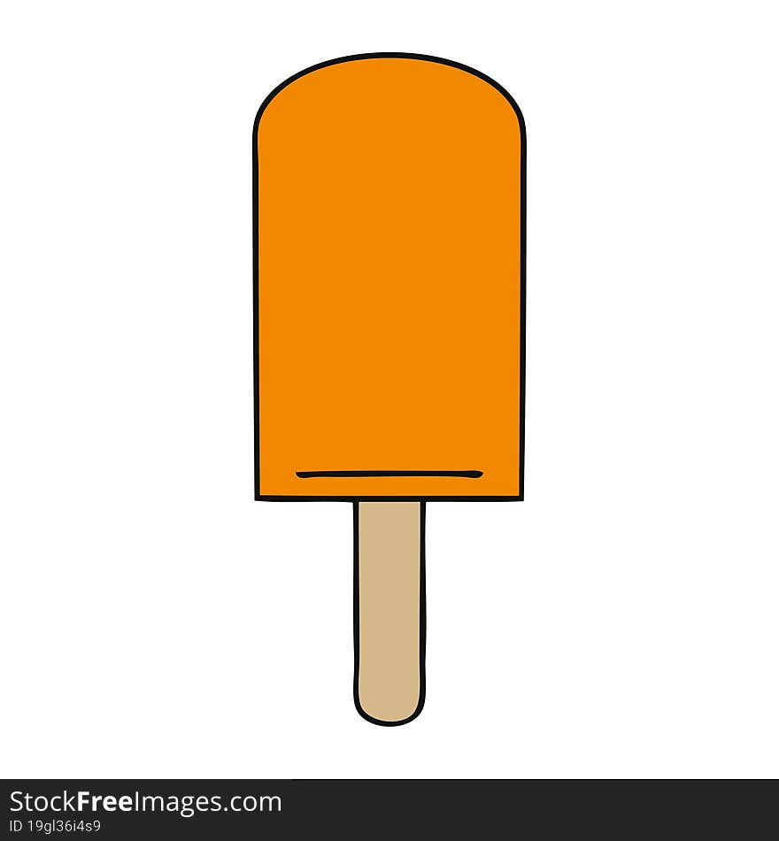 quirky hand drawn cartoon orange ice lolly