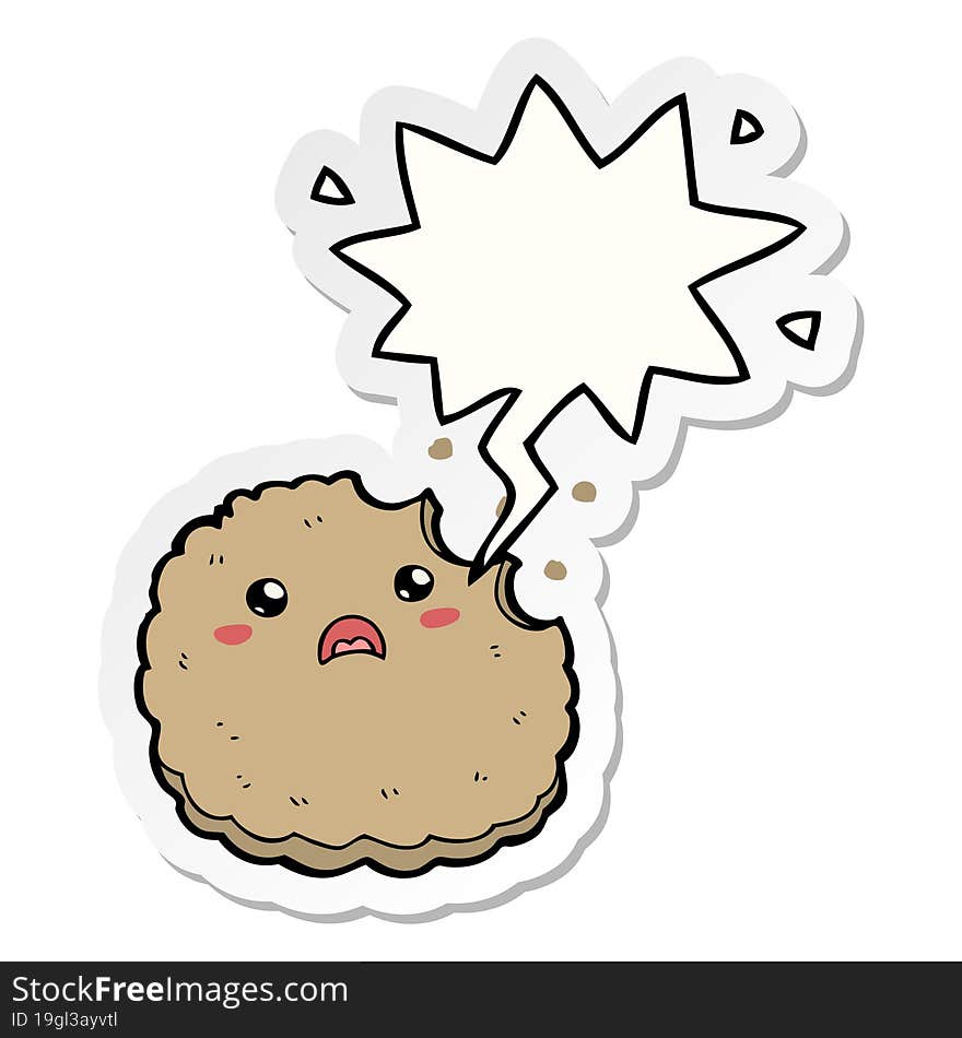 cartoon biscuit and speech bubble sticker