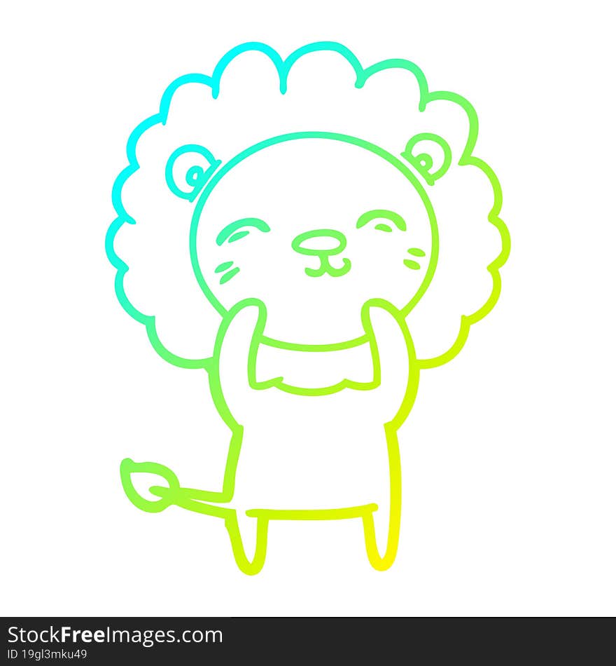 Cold Gradient Line Drawing Cartoon Lion