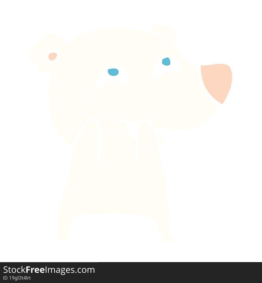 flat color style cartoon polar bear showing teeth