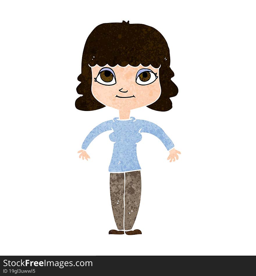 cartoon woman shrugging shoulders