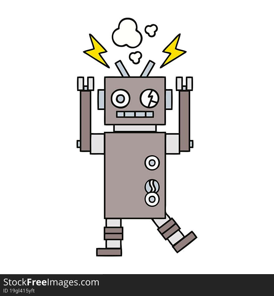 cute cartoon malfunctioning robot