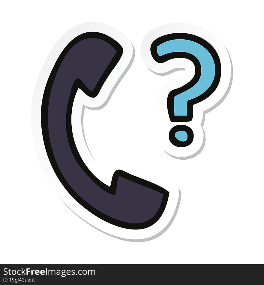 sticker of a cute cartoon telephone handset