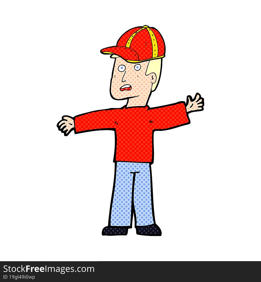 cartoon man wearing cap