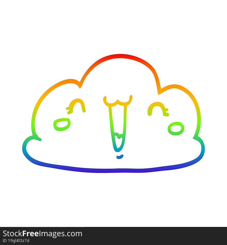 Rainbow Gradient Line Drawing Cute Cartoon Cloud