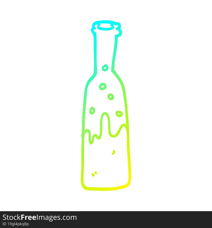 Cold Gradient Line Drawing Cartoon Bottle Of Pop