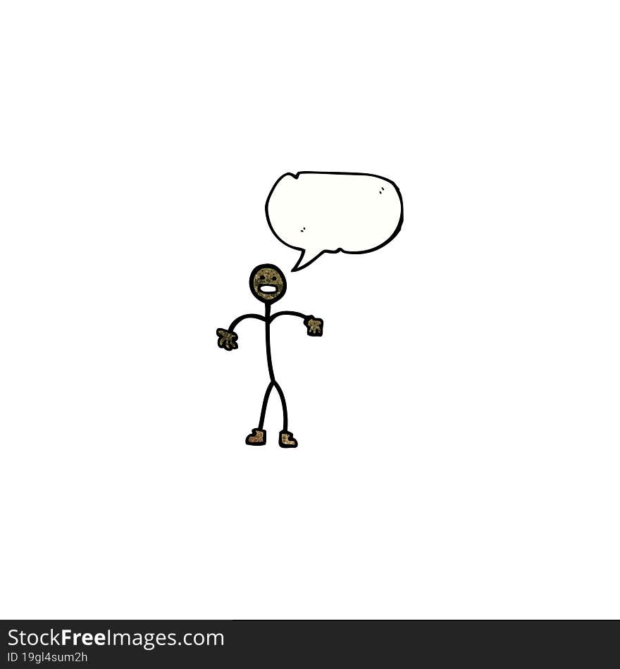 cartoon stick man with speech bubble