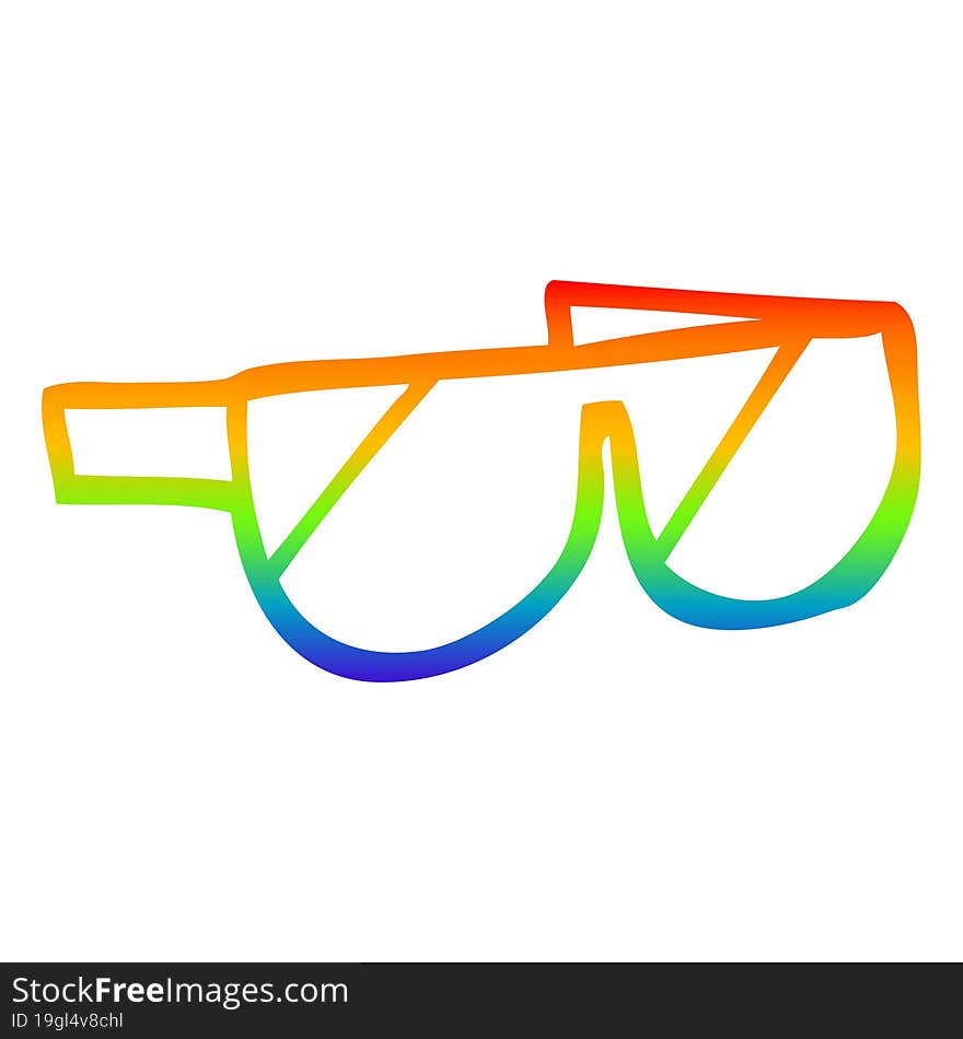 rainbow gradient line drawing of a cartoon sunglasses