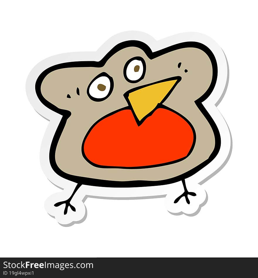 Sticker Of A Funny Cartoon Robin