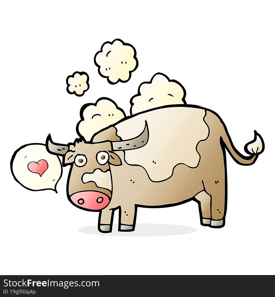 cartoon cow with love heart