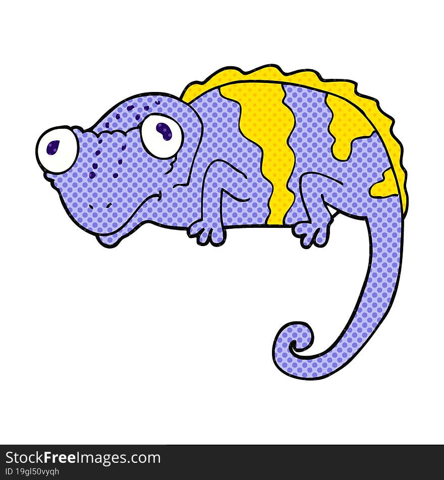 freehand drawn cartoon chameleon