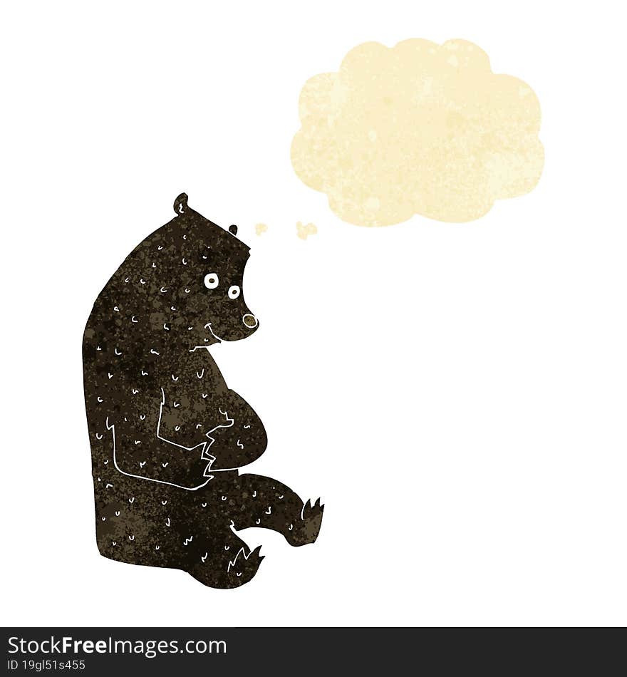 Cartoon Happy Black Bear With Thought Bubble