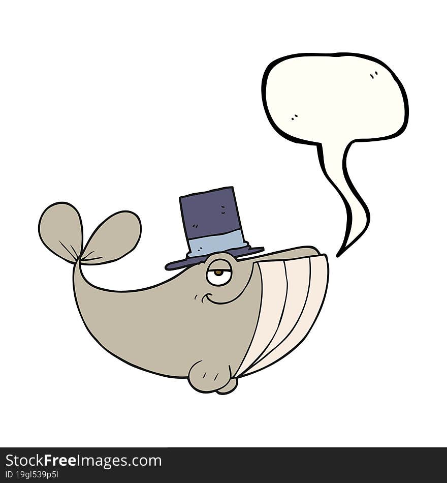 speech bubble cartoon whale wearing top hat