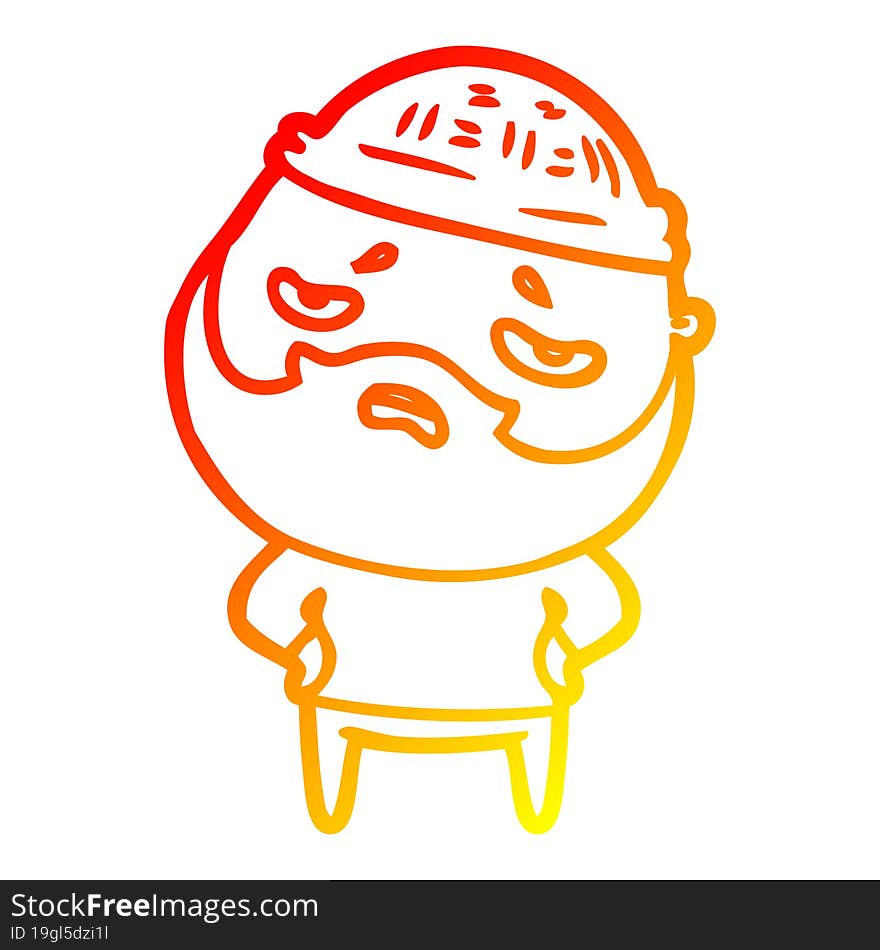 warm gradient line drawing cartoon worried man with beard