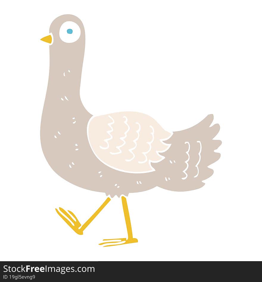 Flat Color Illustration Of A Cartoon Pigeon