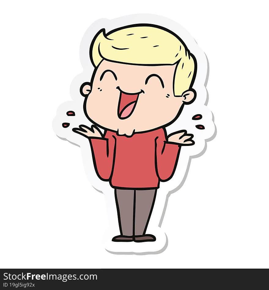 Sticker Of A Cartoon Man Laughing