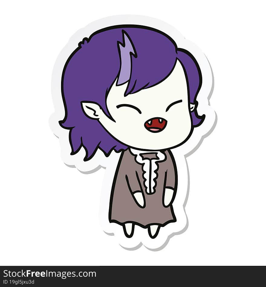 Sticker Of A Cartoon Laughing Vampire Girl