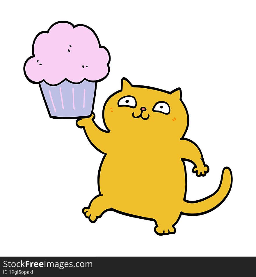 cartoon cat with cupcake