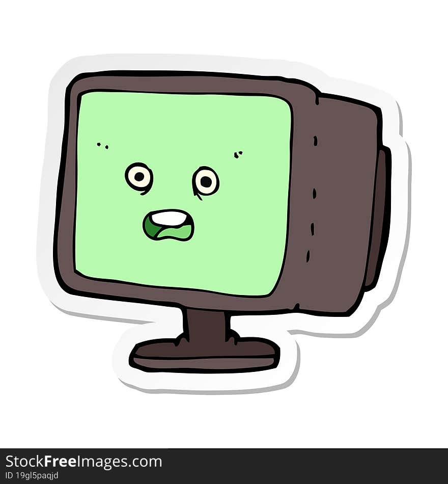 sticker of a cartoon computer screen