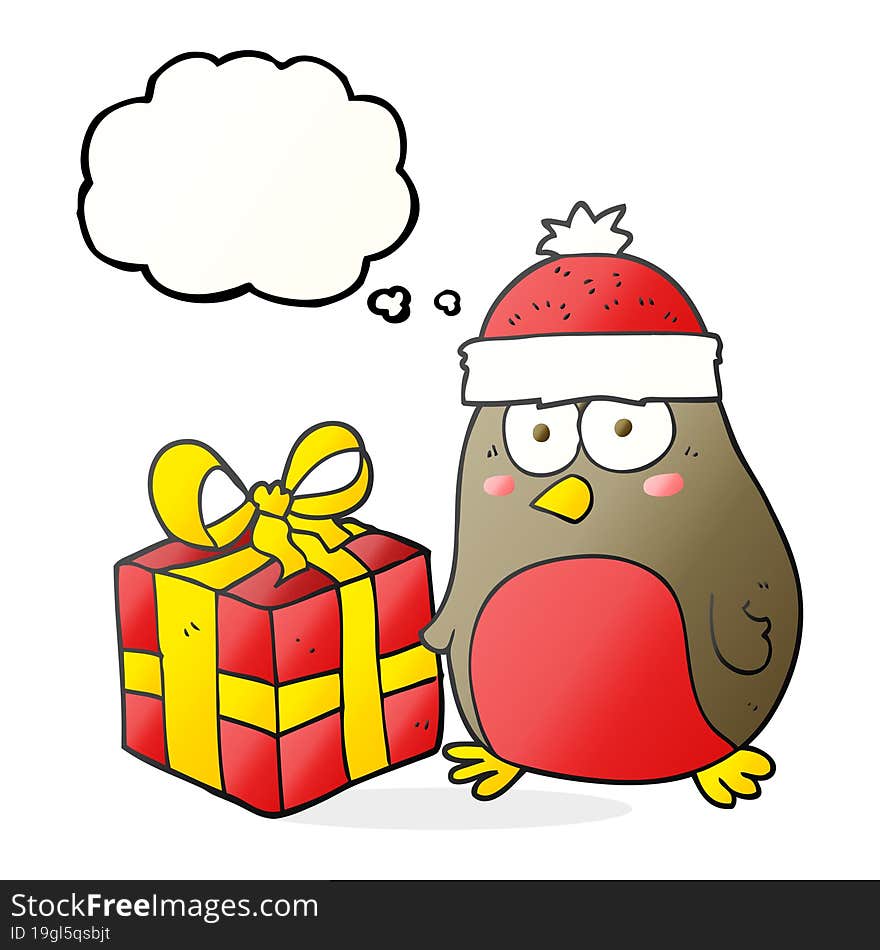 Thought Bubble Cartoon Christmas Robin