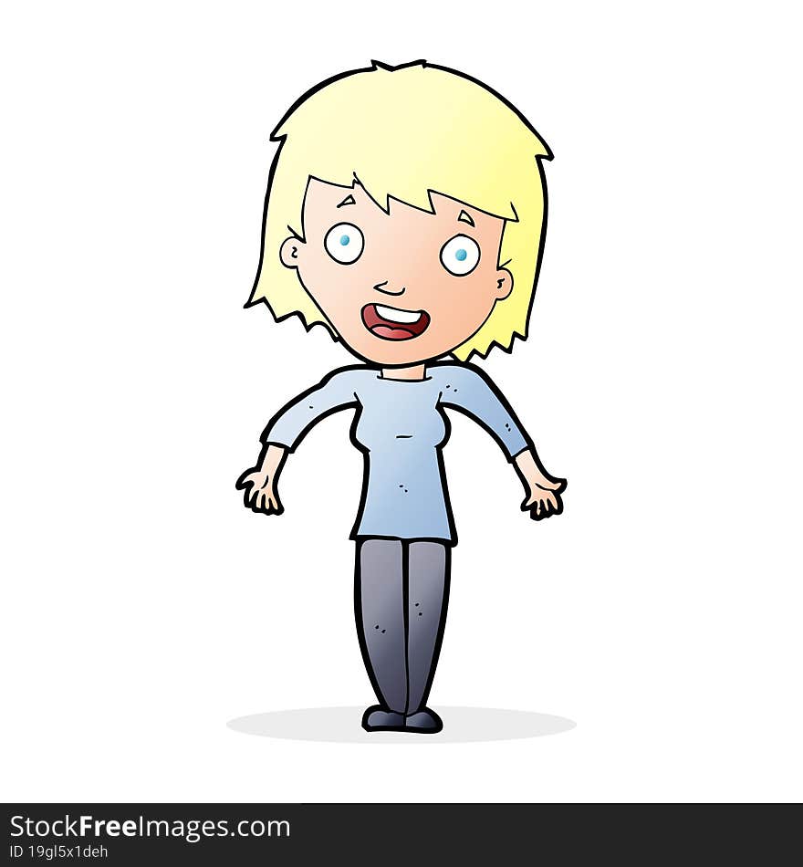 Cartoon Woman Shrugging Shoulders