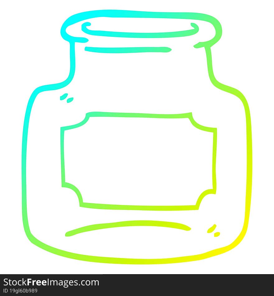 Cold Gradient Line Drawing Cartoon Of Clear Glass Jar