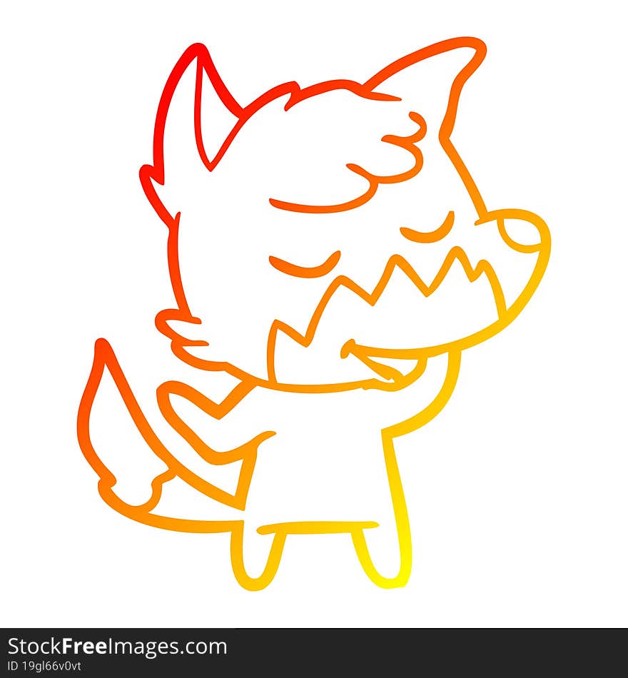 warm gradient line drawing friendly cartoon fox