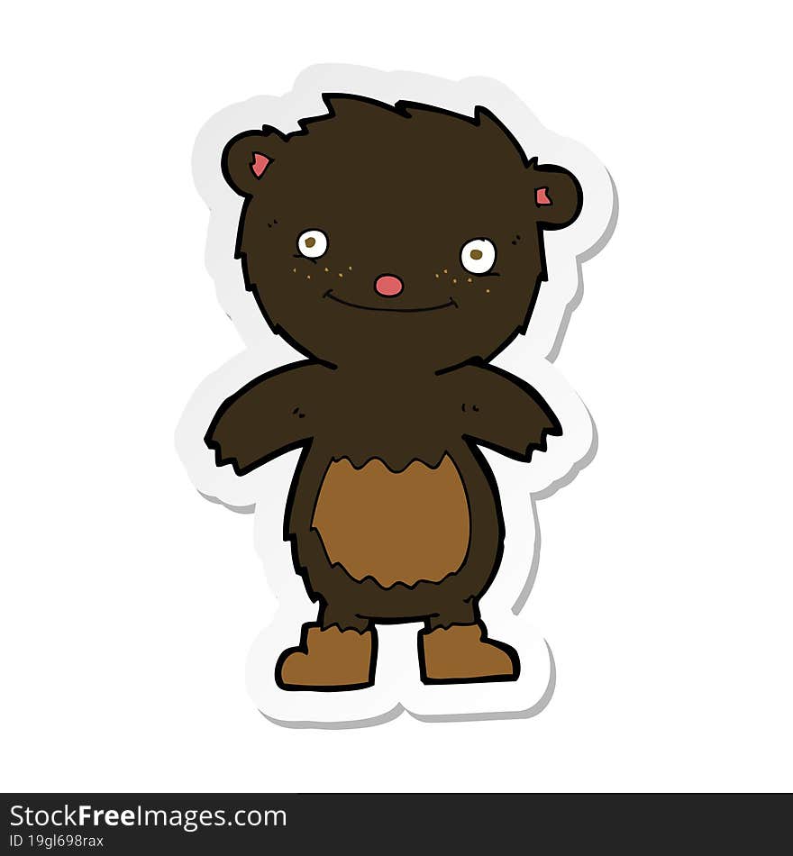 sticker of a cartoon teddy black bear wearing boots