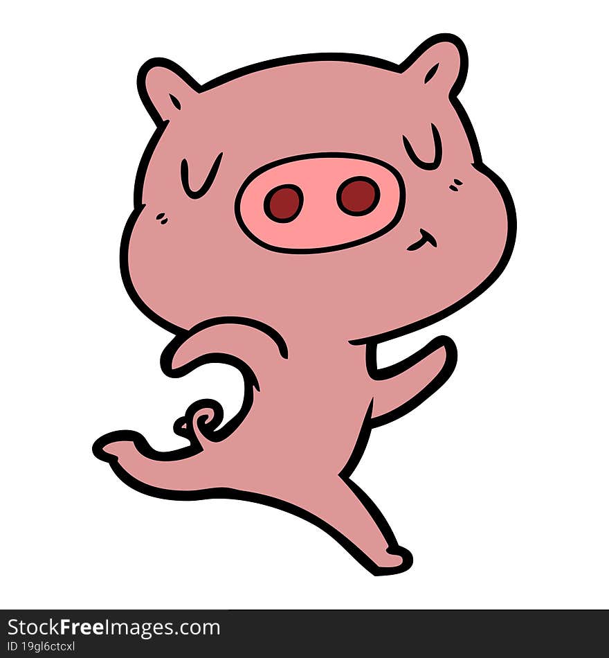 cartoon content pig running. cartoon content pig running