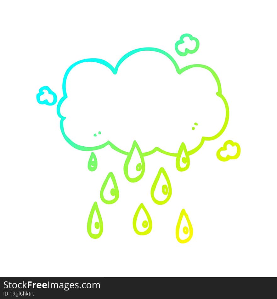 Cold Gradient Line Drawing Cartoon Cloud Raining