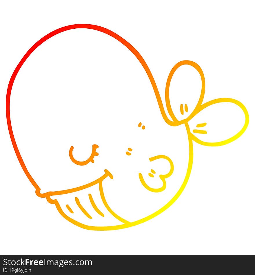 Warm Gradient Line Drawing Cartoon Whale