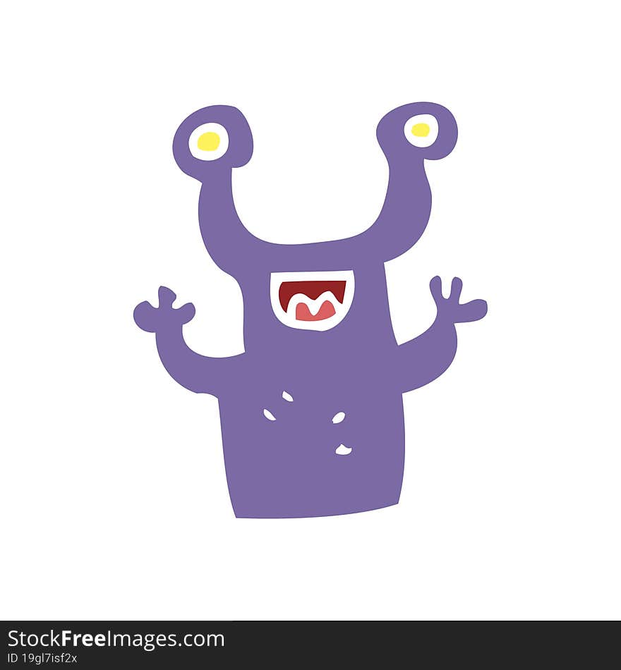 flat color illustration of little alien. flat color illustration of little alien