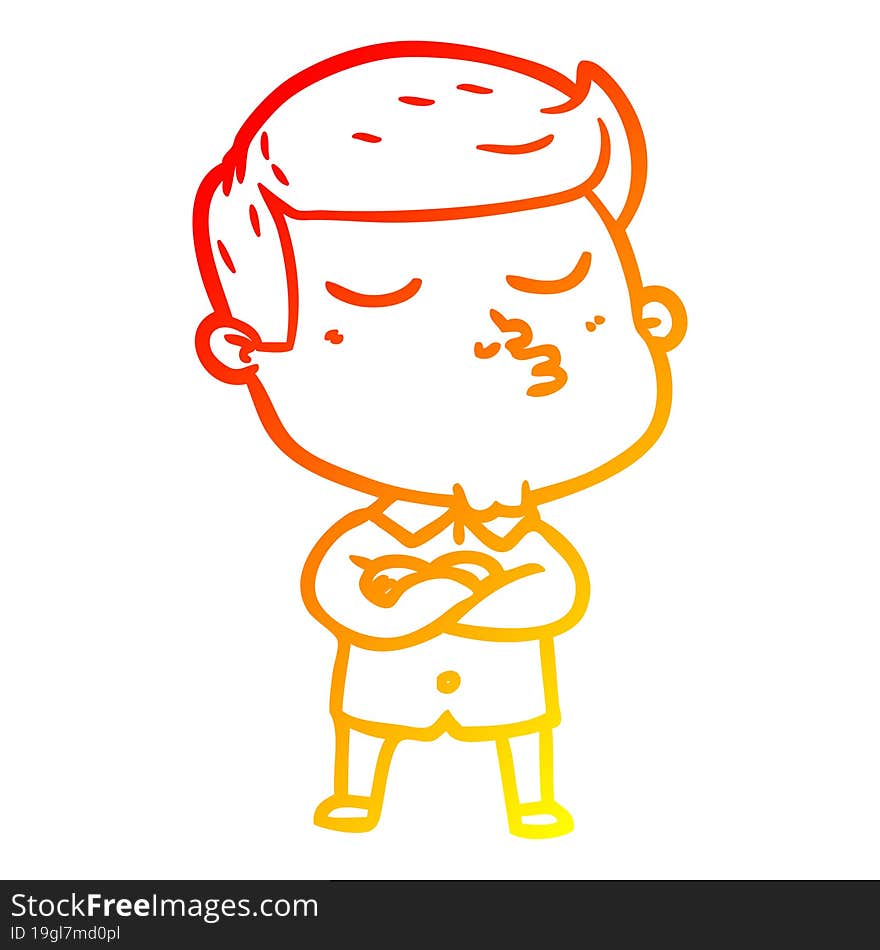 warm gradient line drawing cartoon model guy pouting